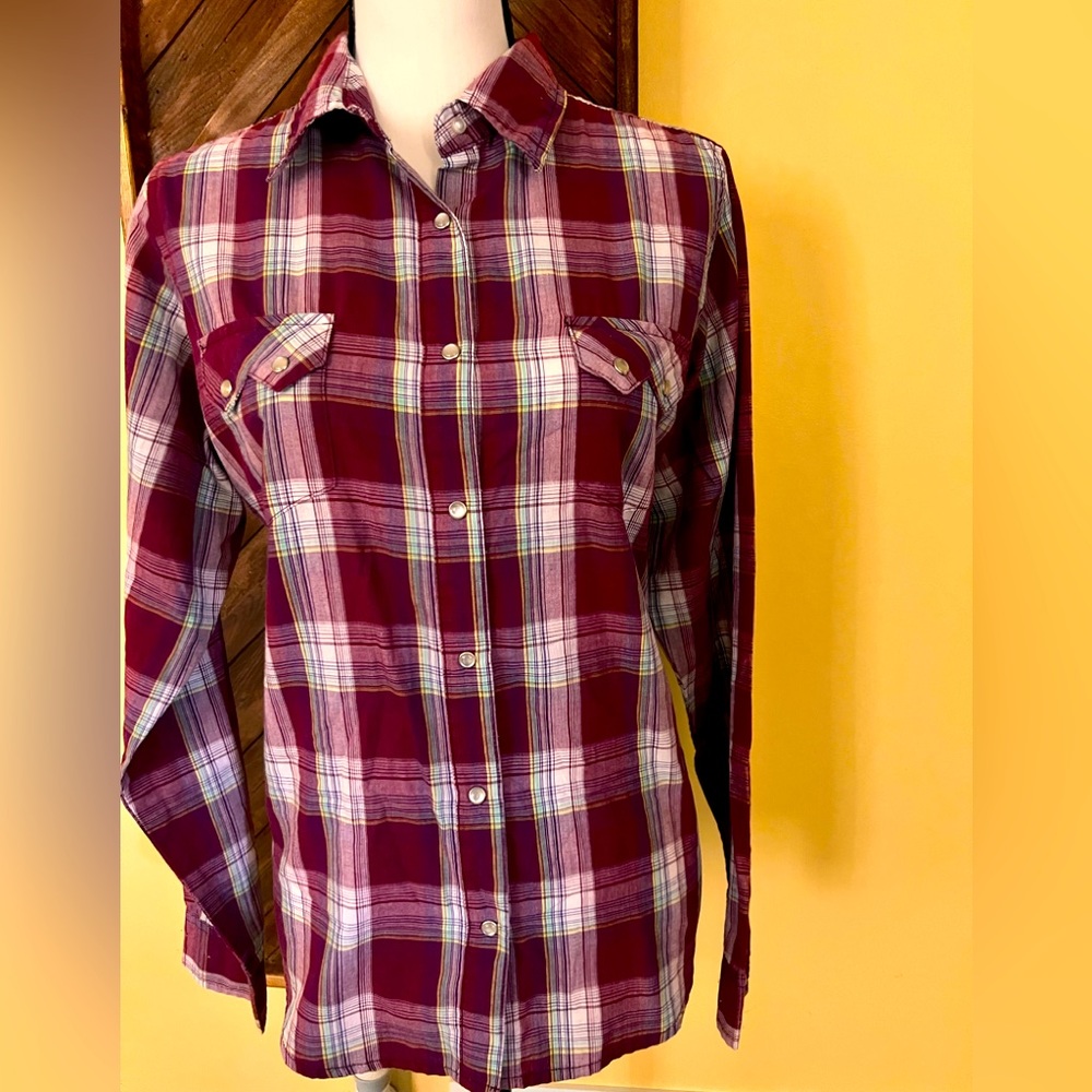 Wrancher by Wrangler Womens snap front long sleeve shirt sz XL